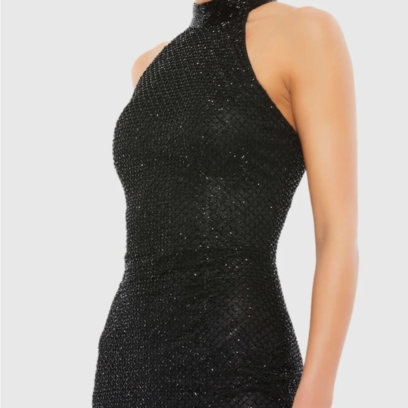 Mac Duggal 5531 NWT BEADED HIGH NECK HALTER MIDI DRESS - Picture 2 of 8